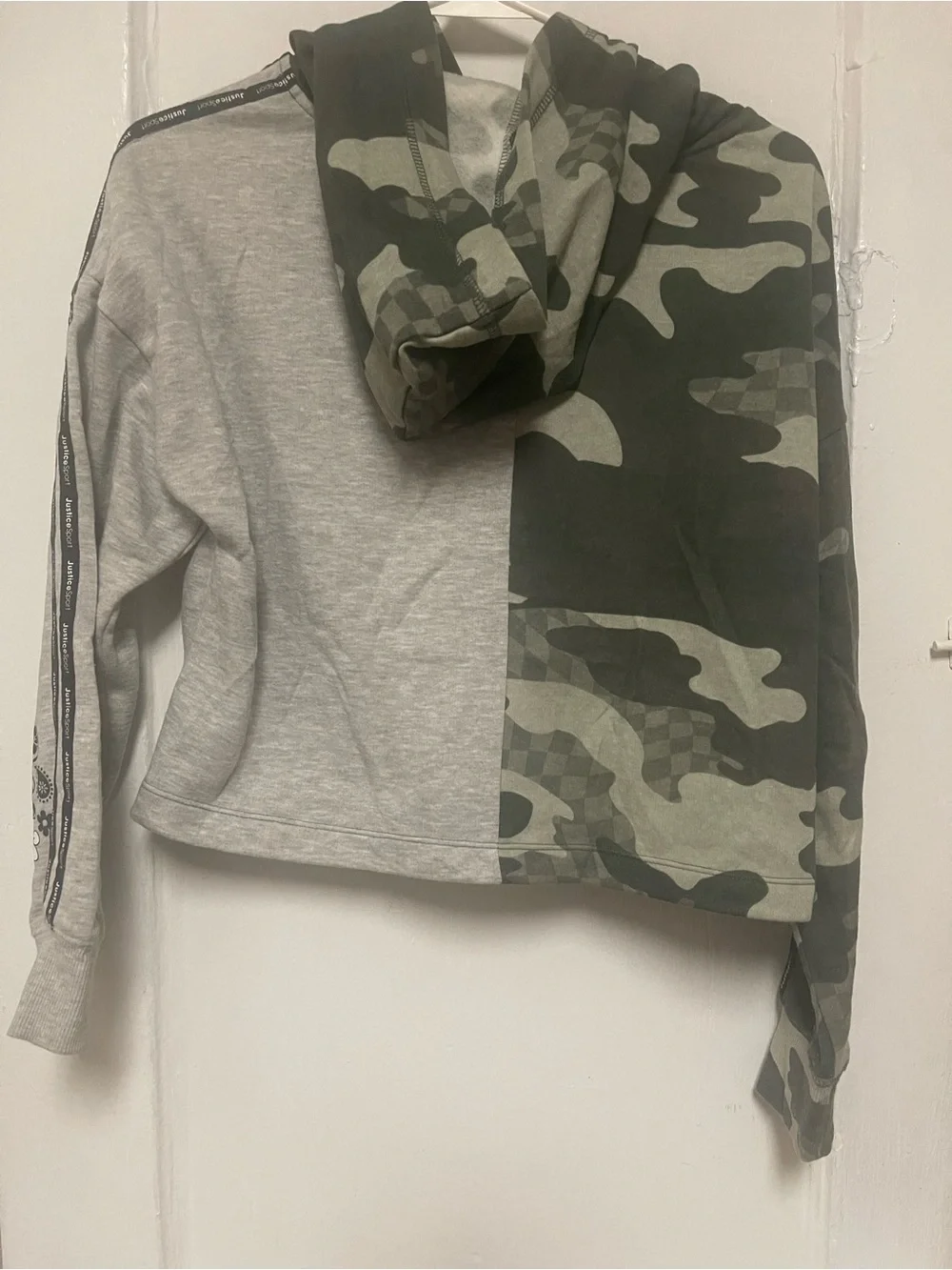 Justice Girls' Camo & Gray Hooded Sport Jacket with Floral Graphics
